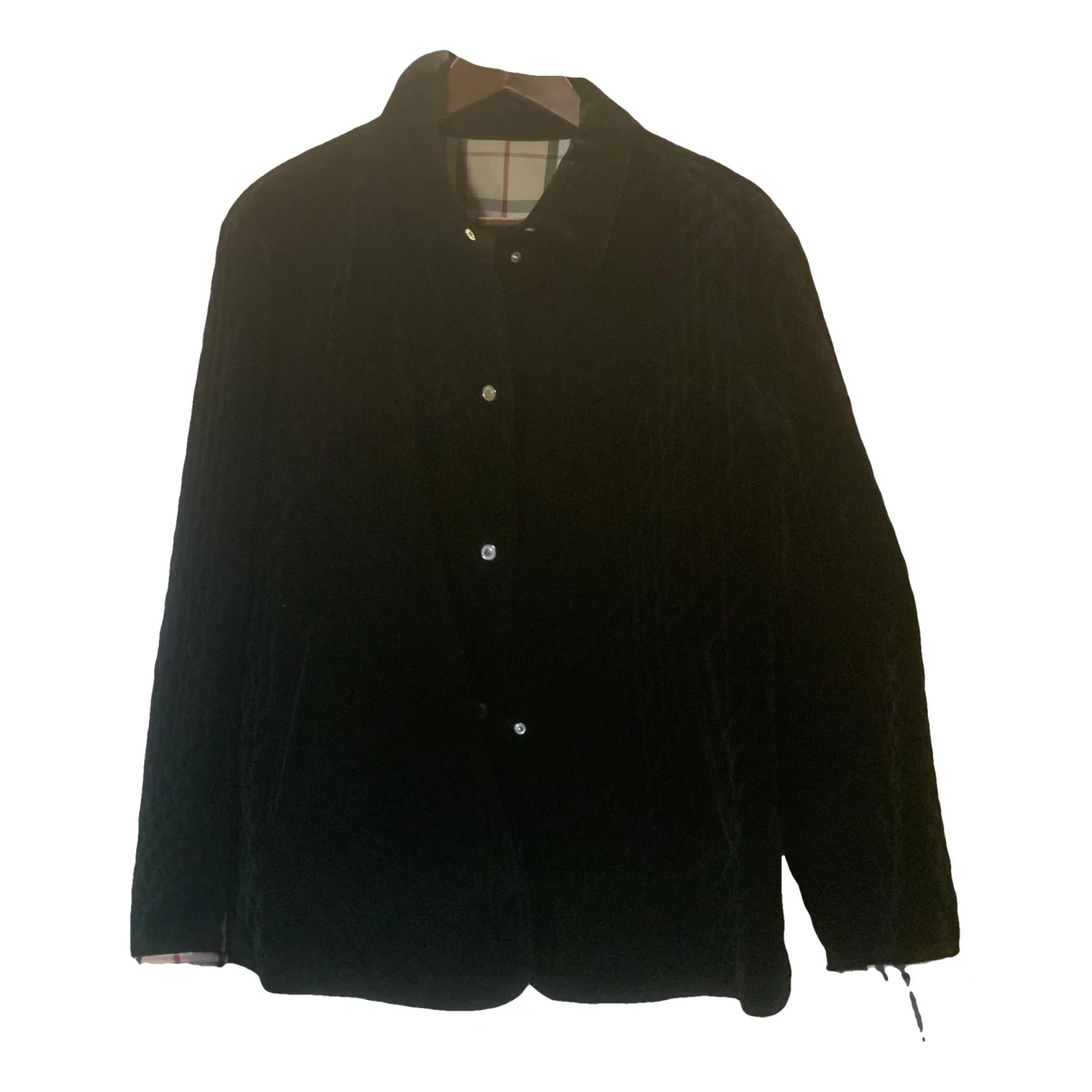 Pre-owned Burberry Velvet Trench Coat In Black