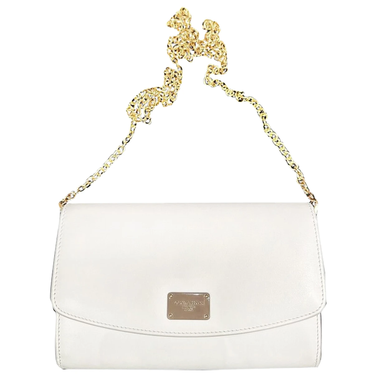 Pre-owned Dolce & Gabbana Sicily Leather Handbag In White
