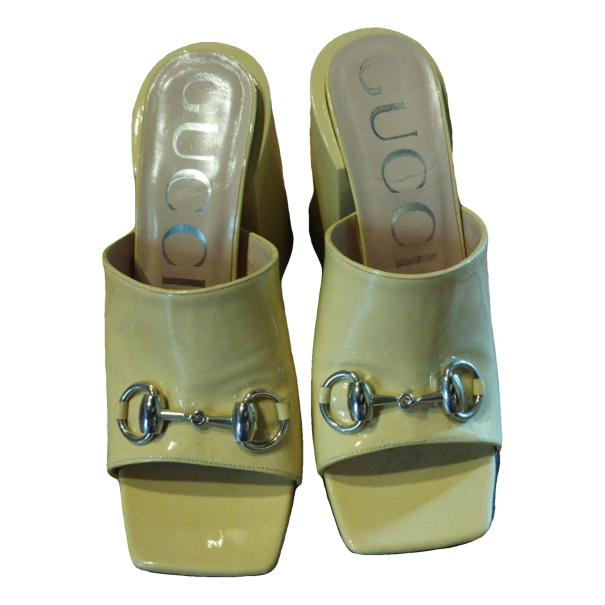 Pre-owned Gucci Leather Mules & Clogs In Yellow