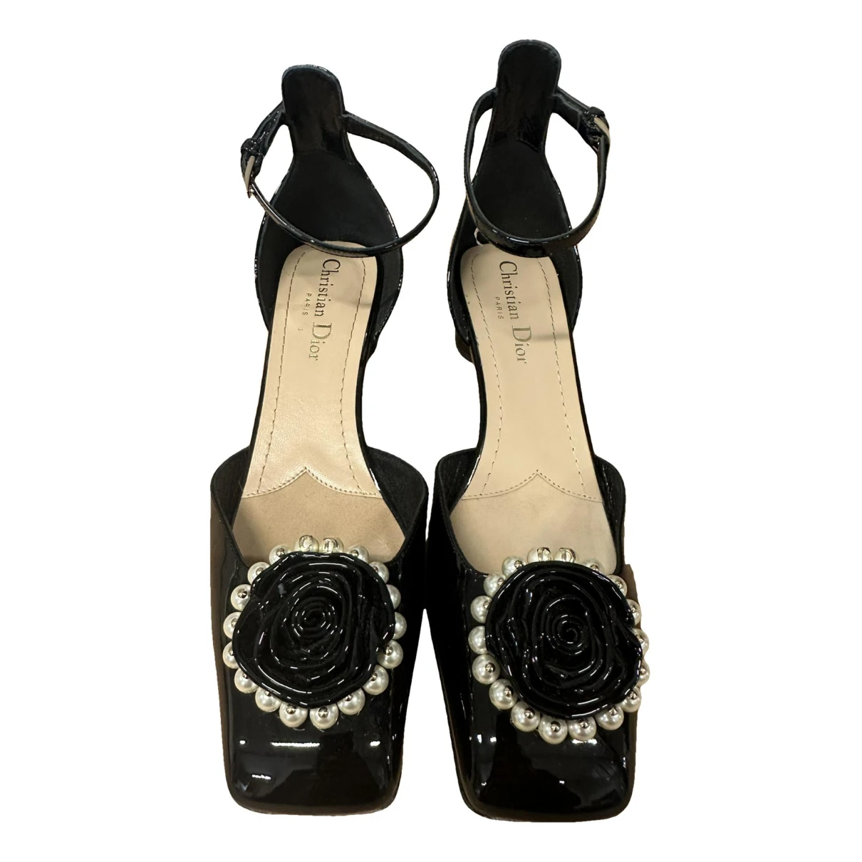 Pre-owned Dior Patent Leather Ballet Flats In Black