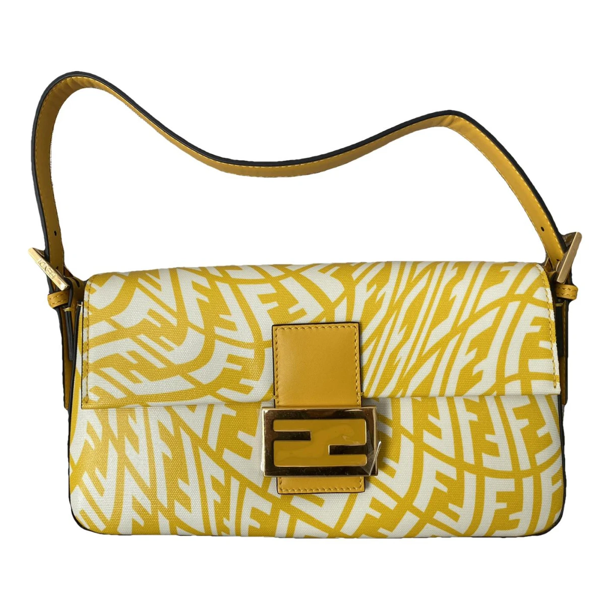 Pre-owned Fendi Baguette 1997 Re-edition Cloth Handbag In Yellow