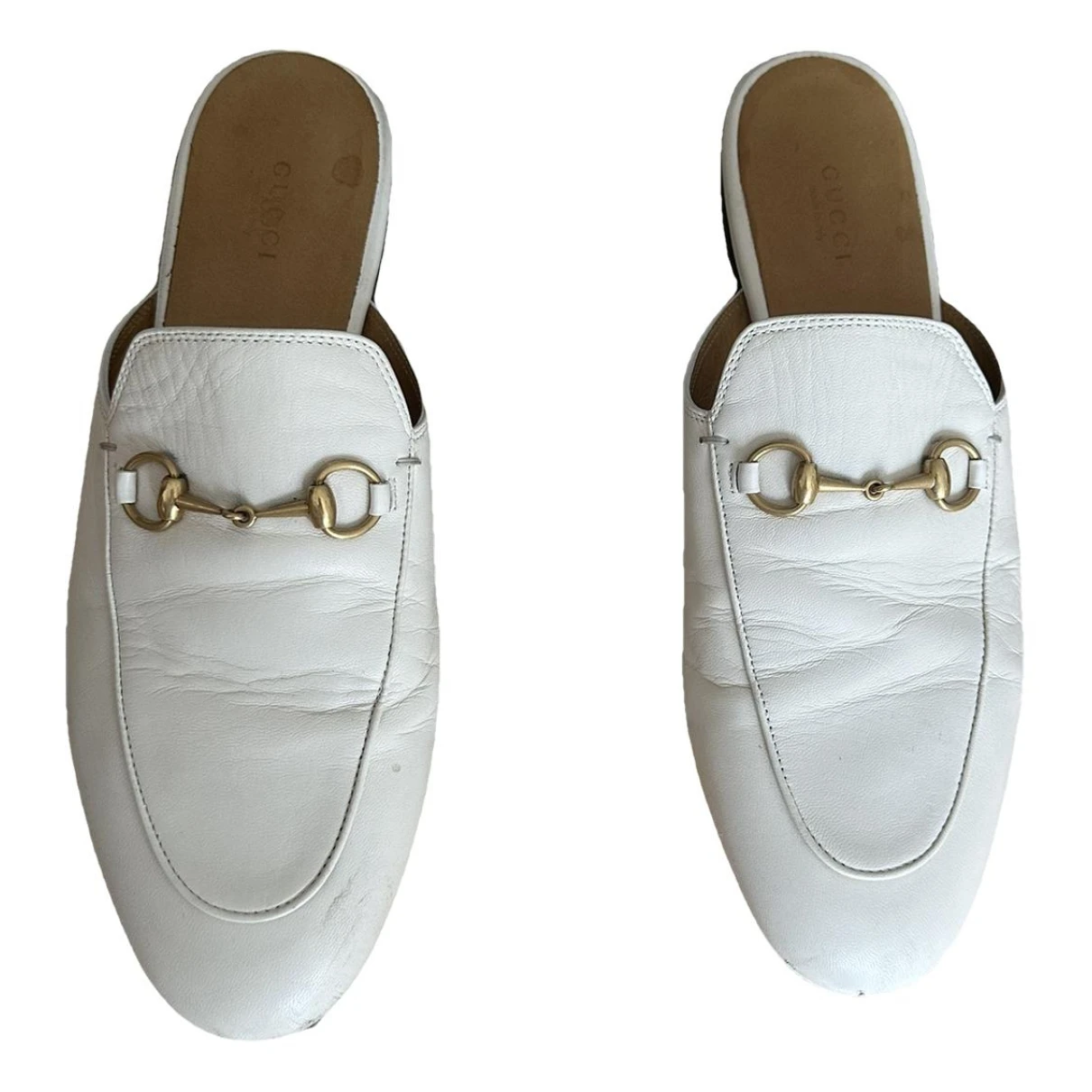 Pre-owned Gucci Leather Mules & Clogs In White