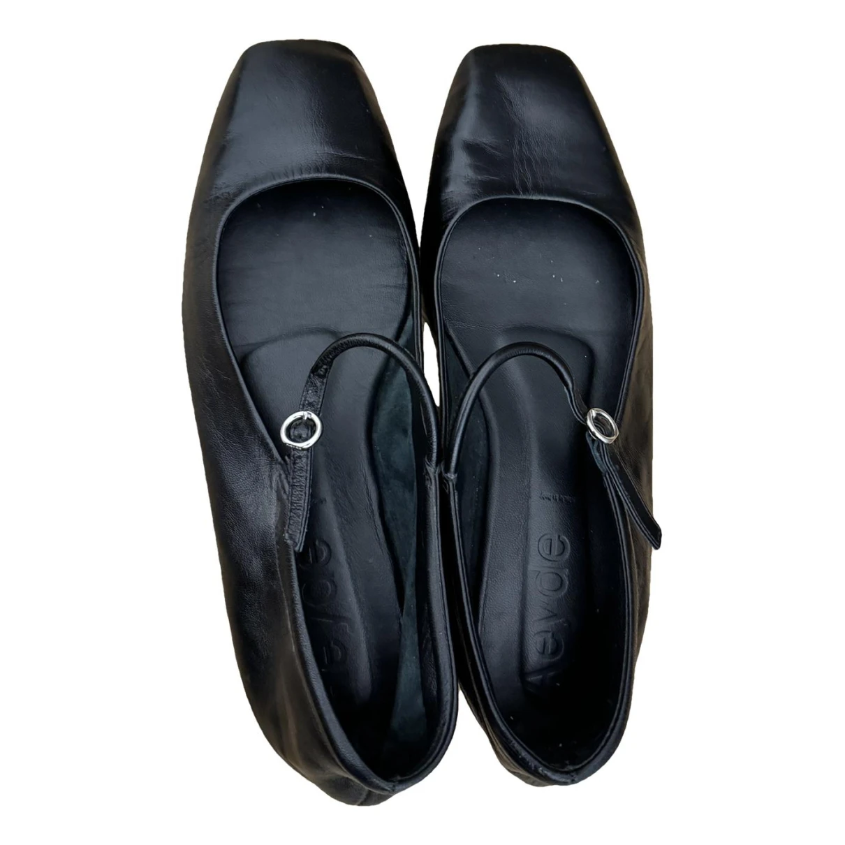 Pre-owned Aeyde Leather Ballet Flats In Black