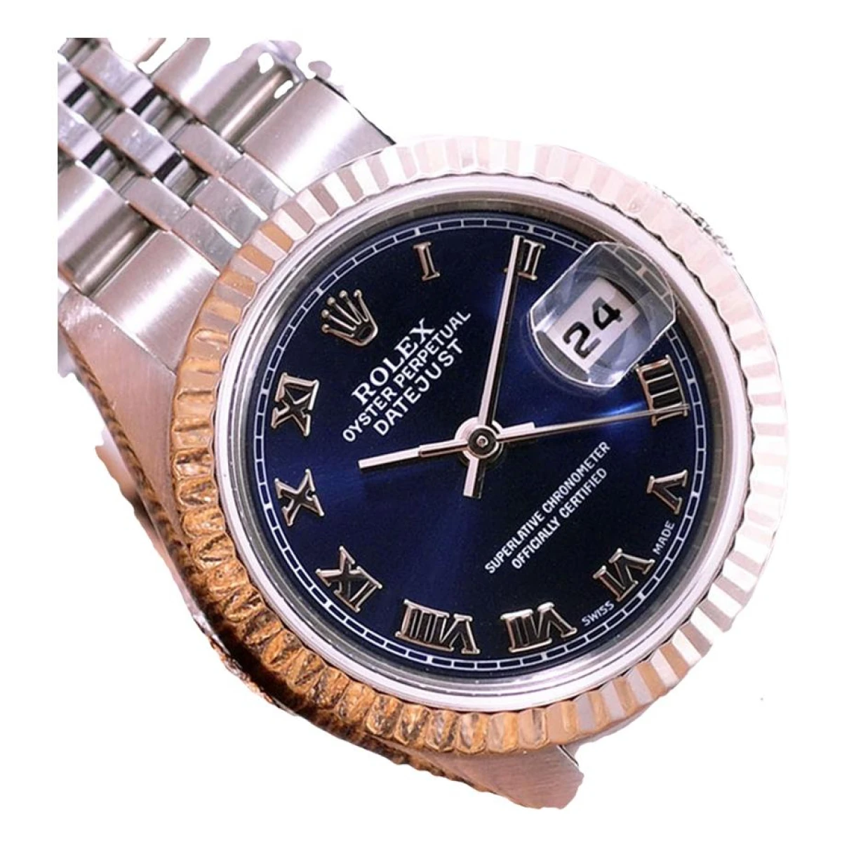 Pre-owned Rolex Lady Datejust 26mm Watch In Blue