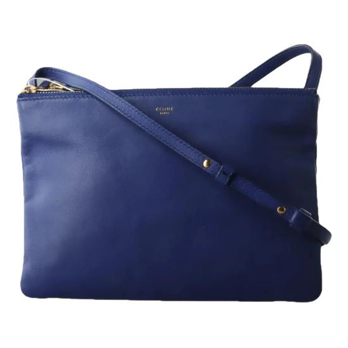 Pre-owned Celine Trio Leather Crossbody Bag In Blue