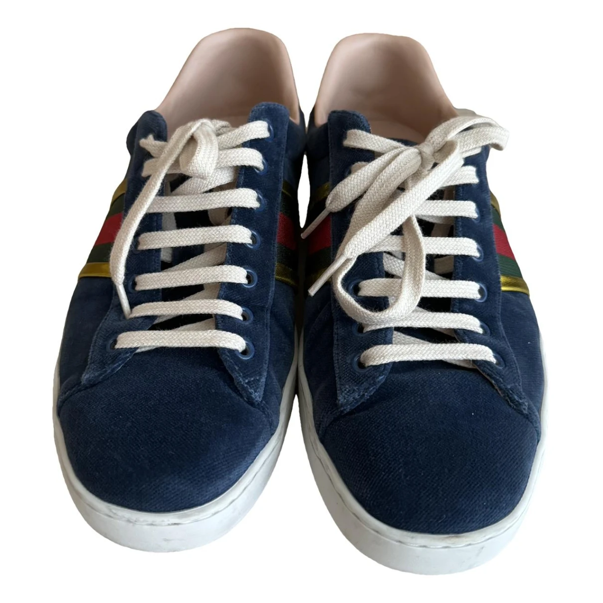 Pre-owned Gucci Leather Low Trainers In Blue
