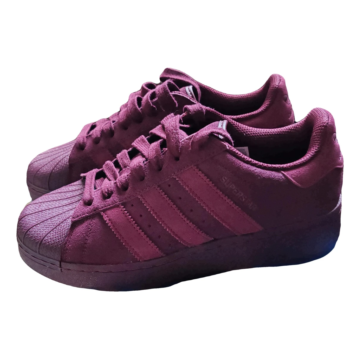 Pre-owned Adidas Originals Superstar Leather Trainers In Burgundy