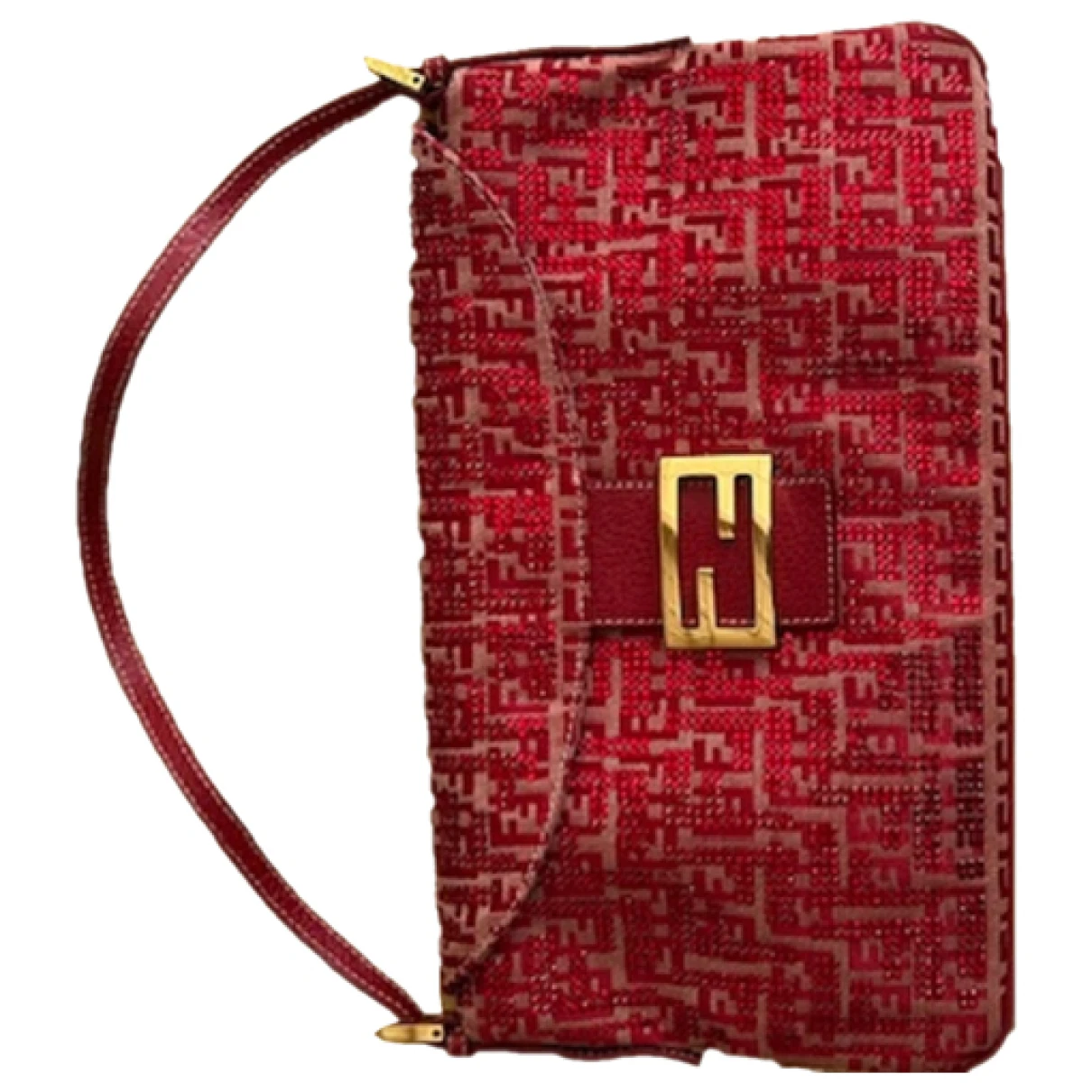 Pre-owned Fendi Baguette Glitter Handbag In Red
