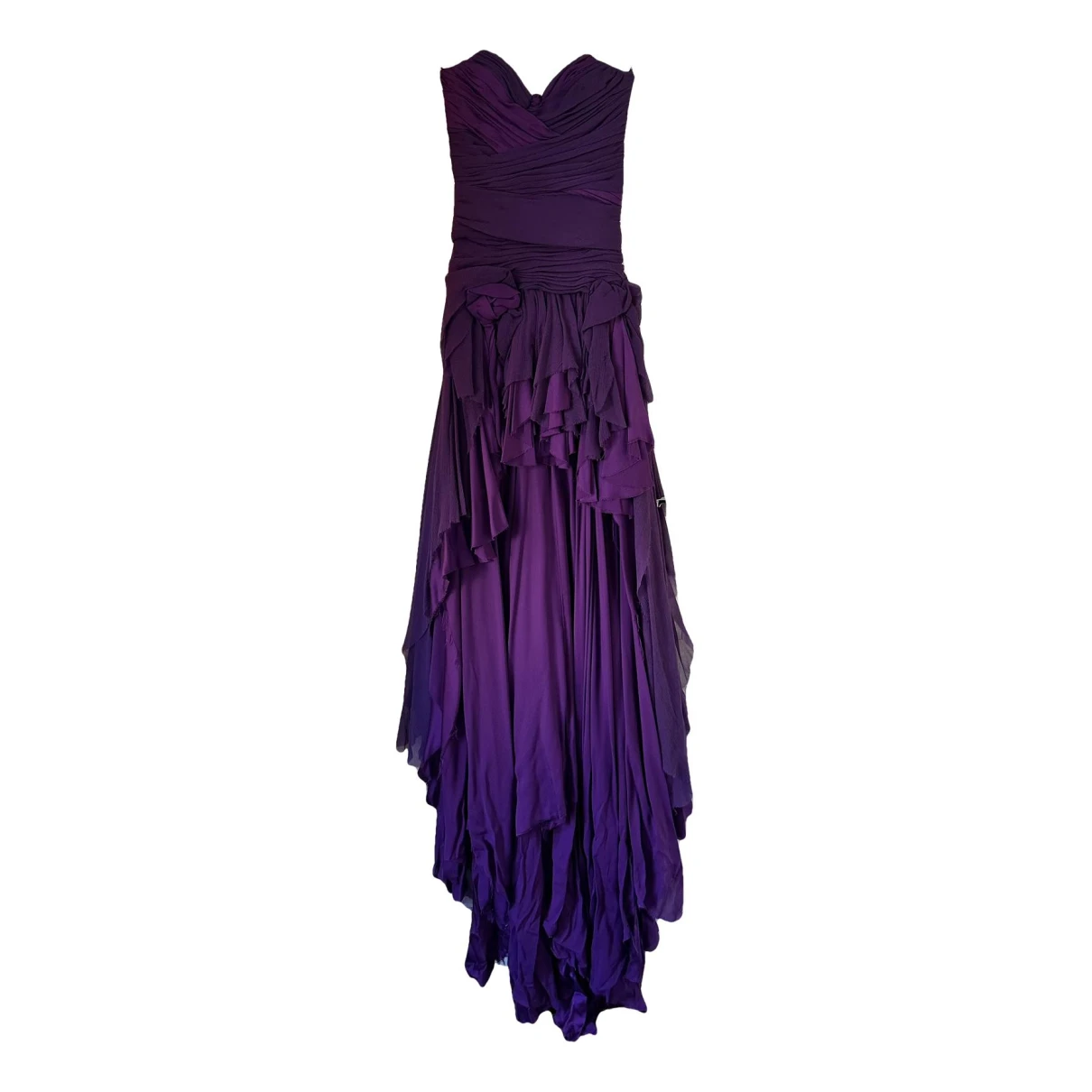 Pre-owned Balmain Silk Maxi Dress In Purple