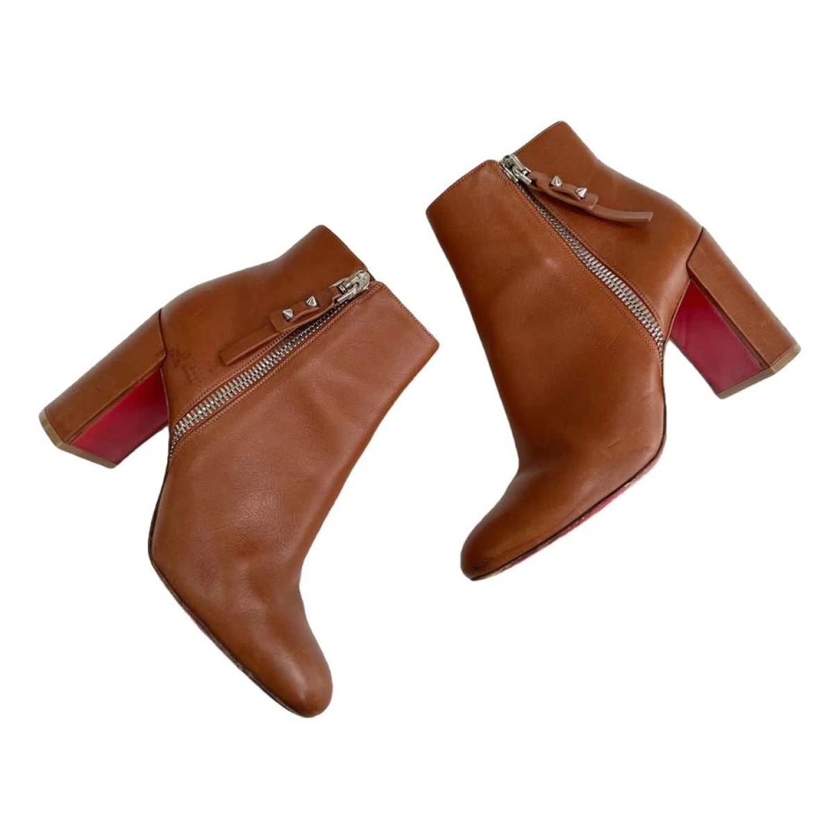 Pre-owned Christian Louboutin Leather Boots In Brown
