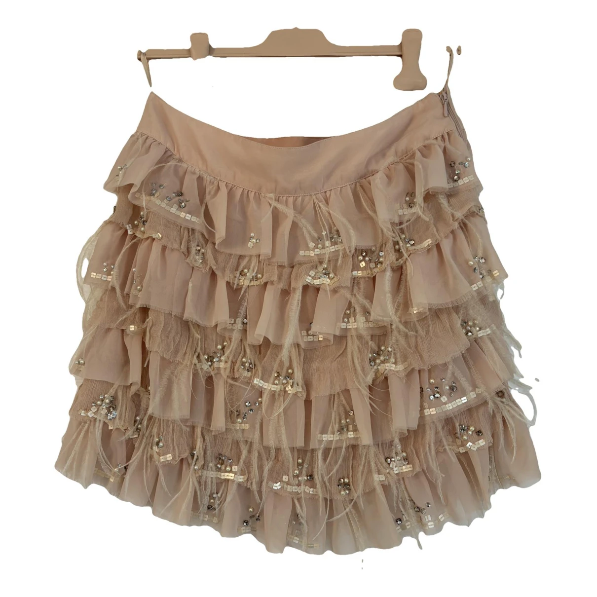 Pre-owned Elisabetta Franchi Glitter Mini Skirt In Pink