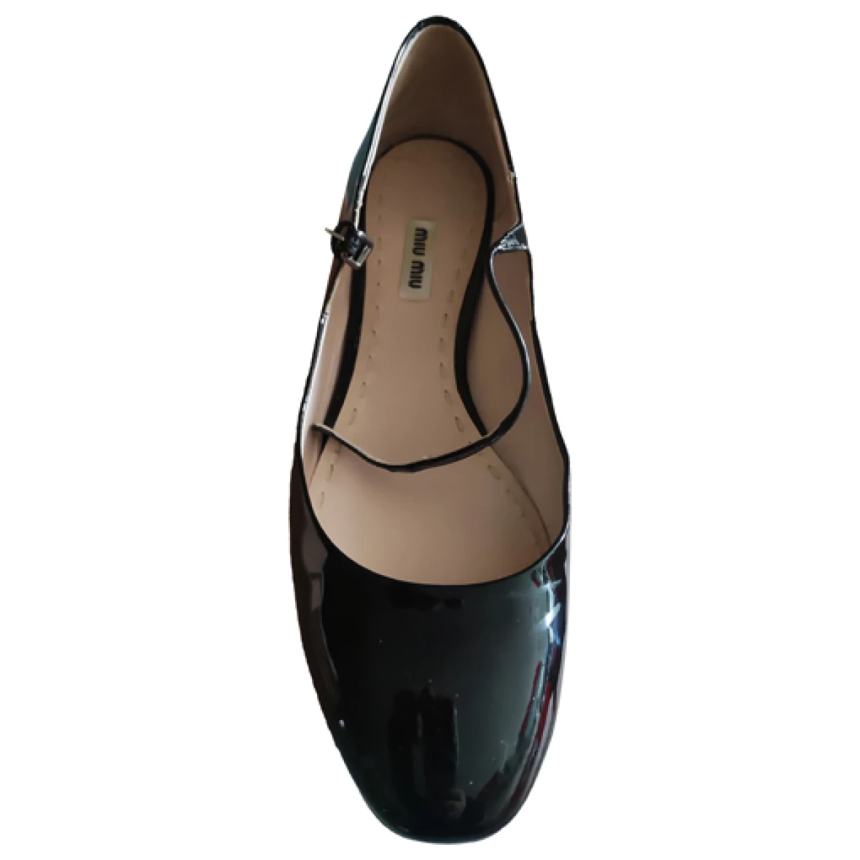 Pre-owned Miu Miu Patent Leather Ballet Flats In Black