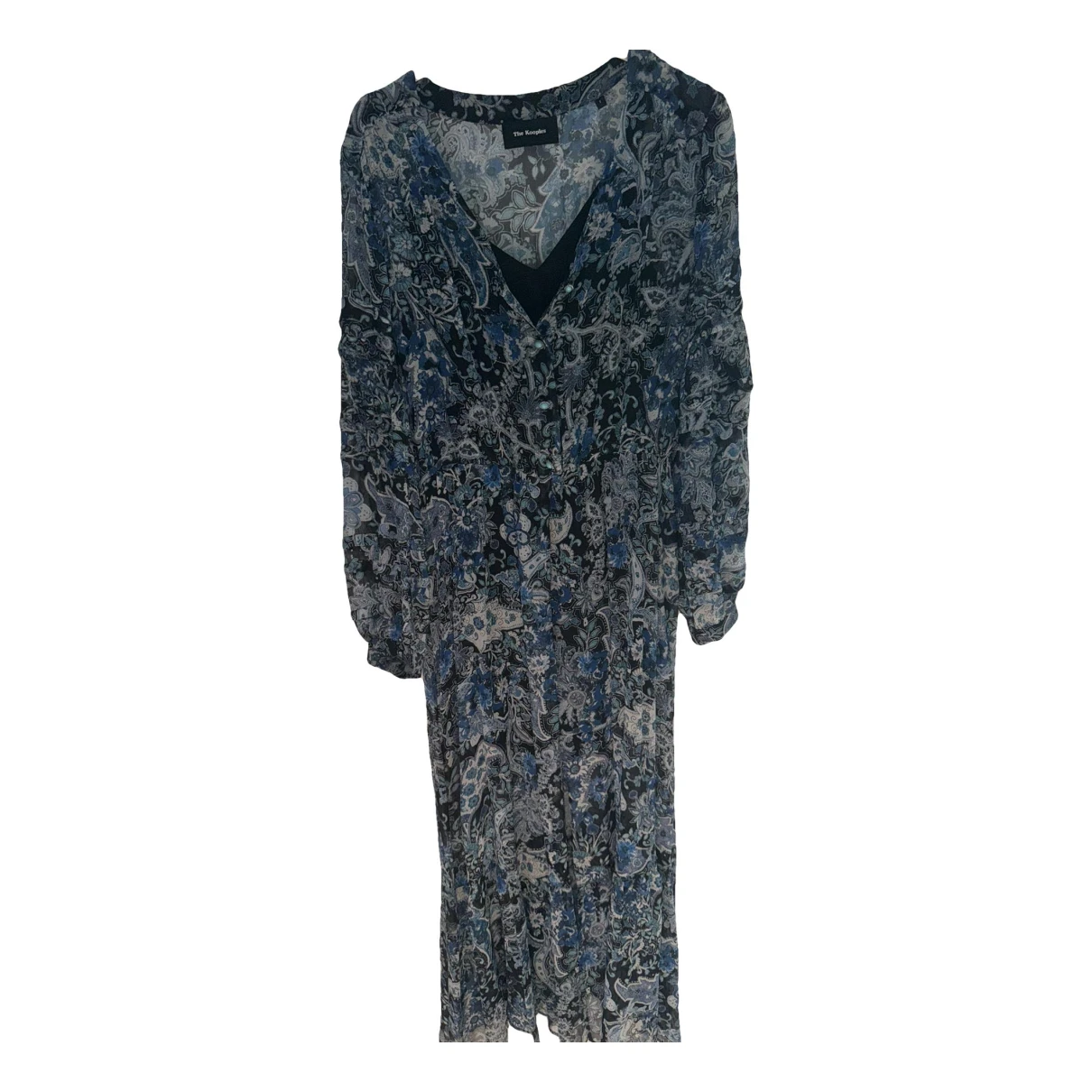 Pre-owned The Kooples Silk Maxi Dress In Blue