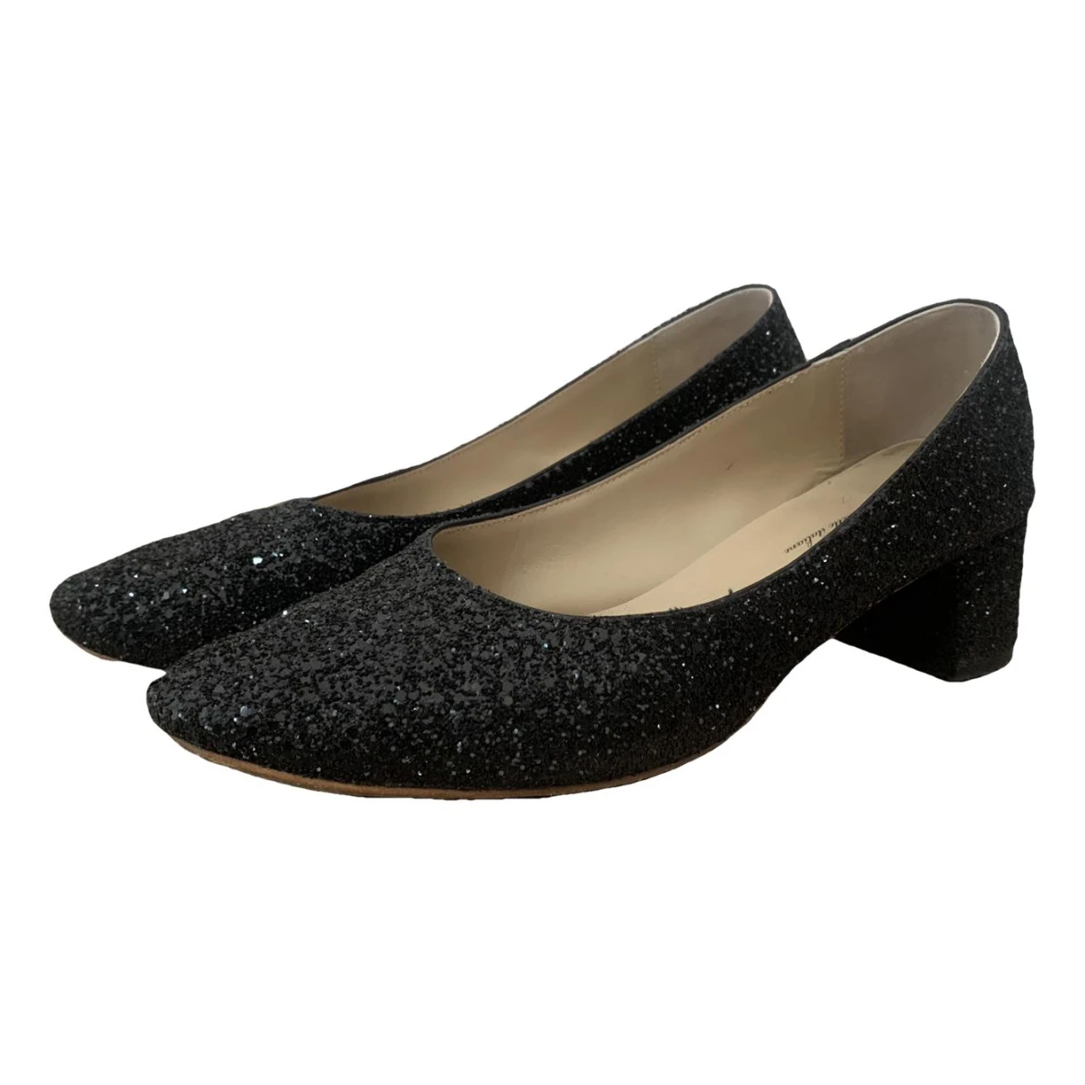 Pre-owned Anniel Glitter Ballet Flats In Black