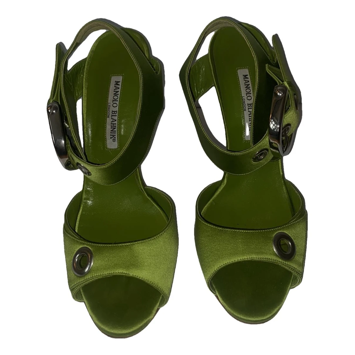 Pre-owned Manolo Blahnik Leather Heels In Green