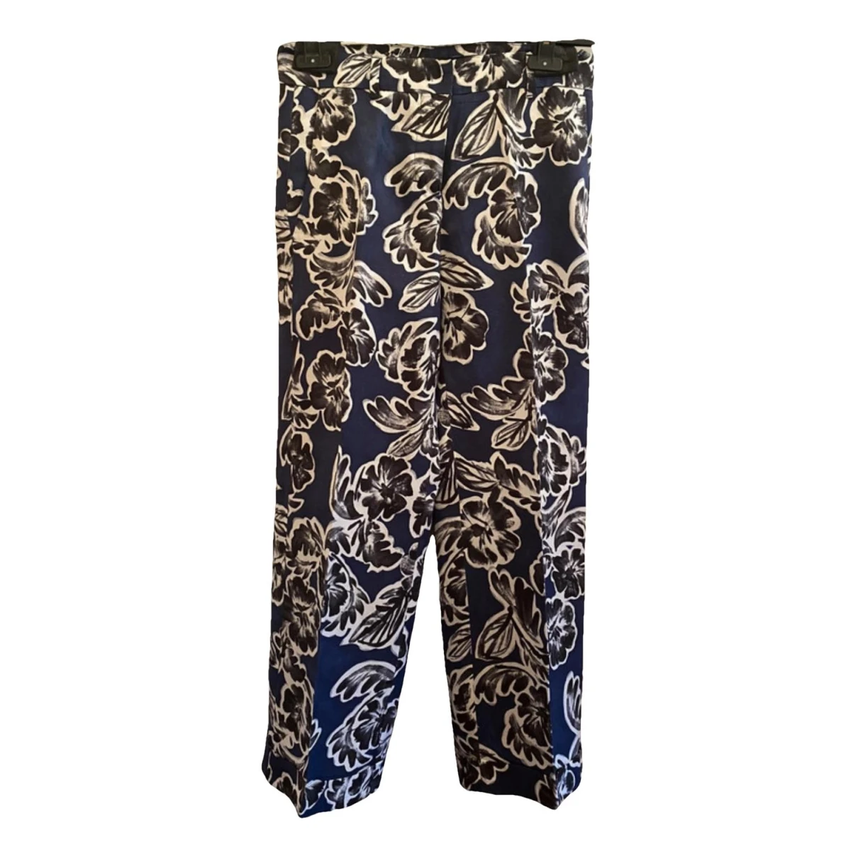 Pre-owned Max Mara Linen Straight Pants In Blue