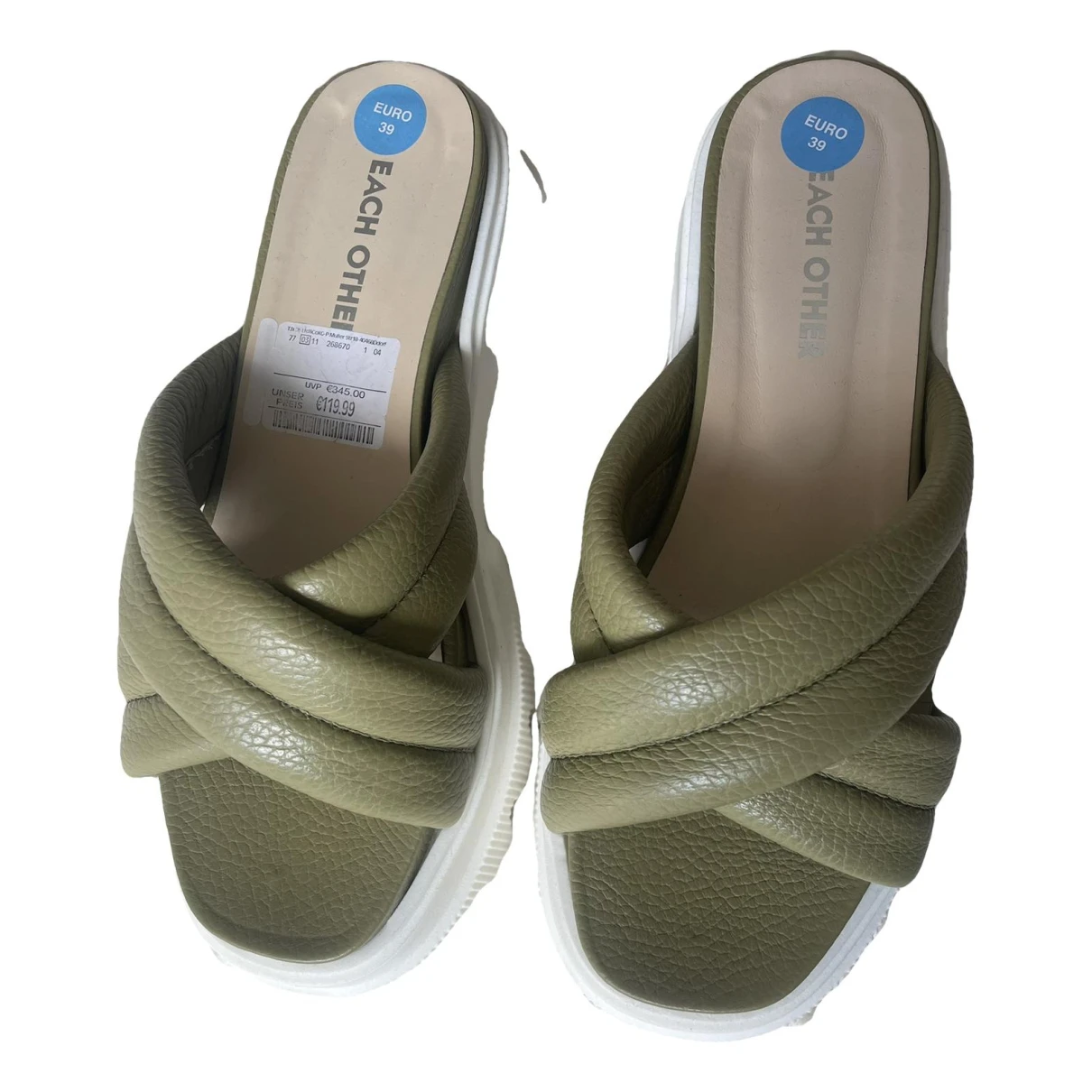 Pre-owned Each X Other Each X Leather Sandals In Khaki
