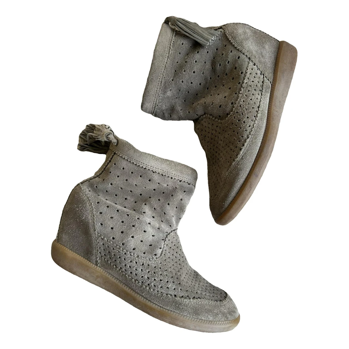 Pre-owned Isabel Marant Basley Ankle Boots In Beige