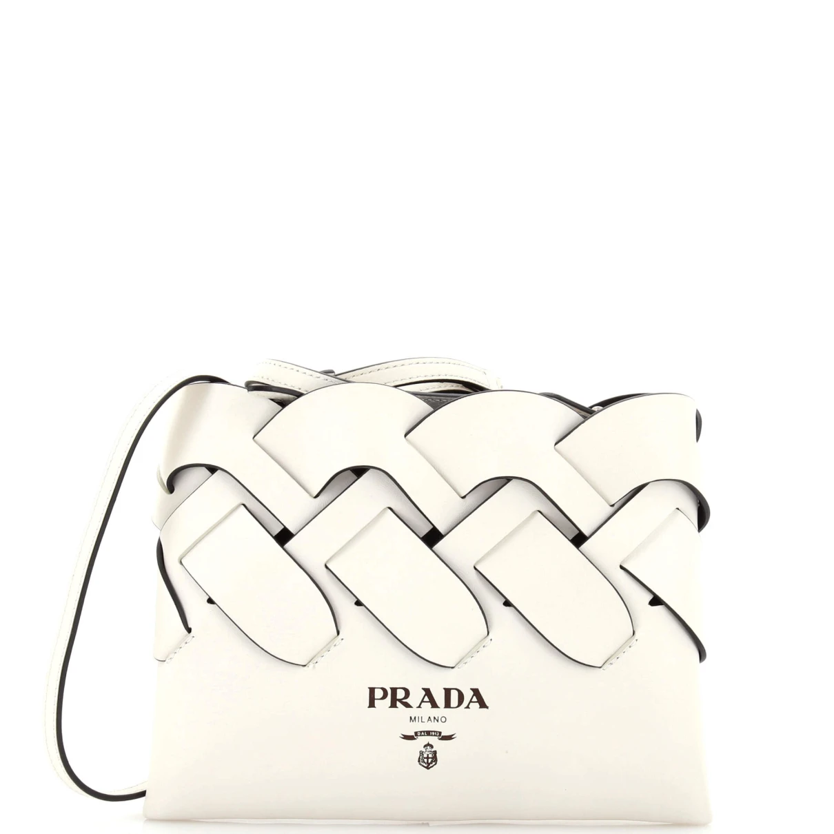 Pre-owned Prada Leather Clutch Bag In White