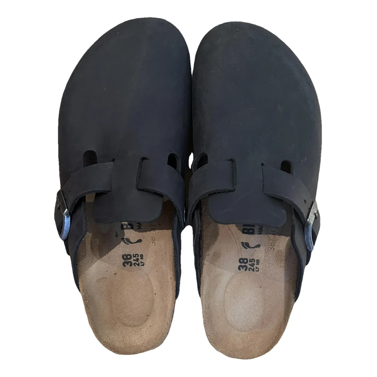 Pre-owned Birkenstock Leather Flats In Black