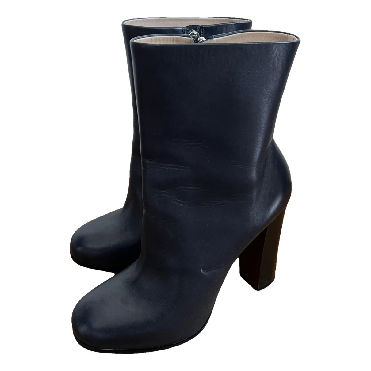 Pre-owned Celine Leather Boots In Navy