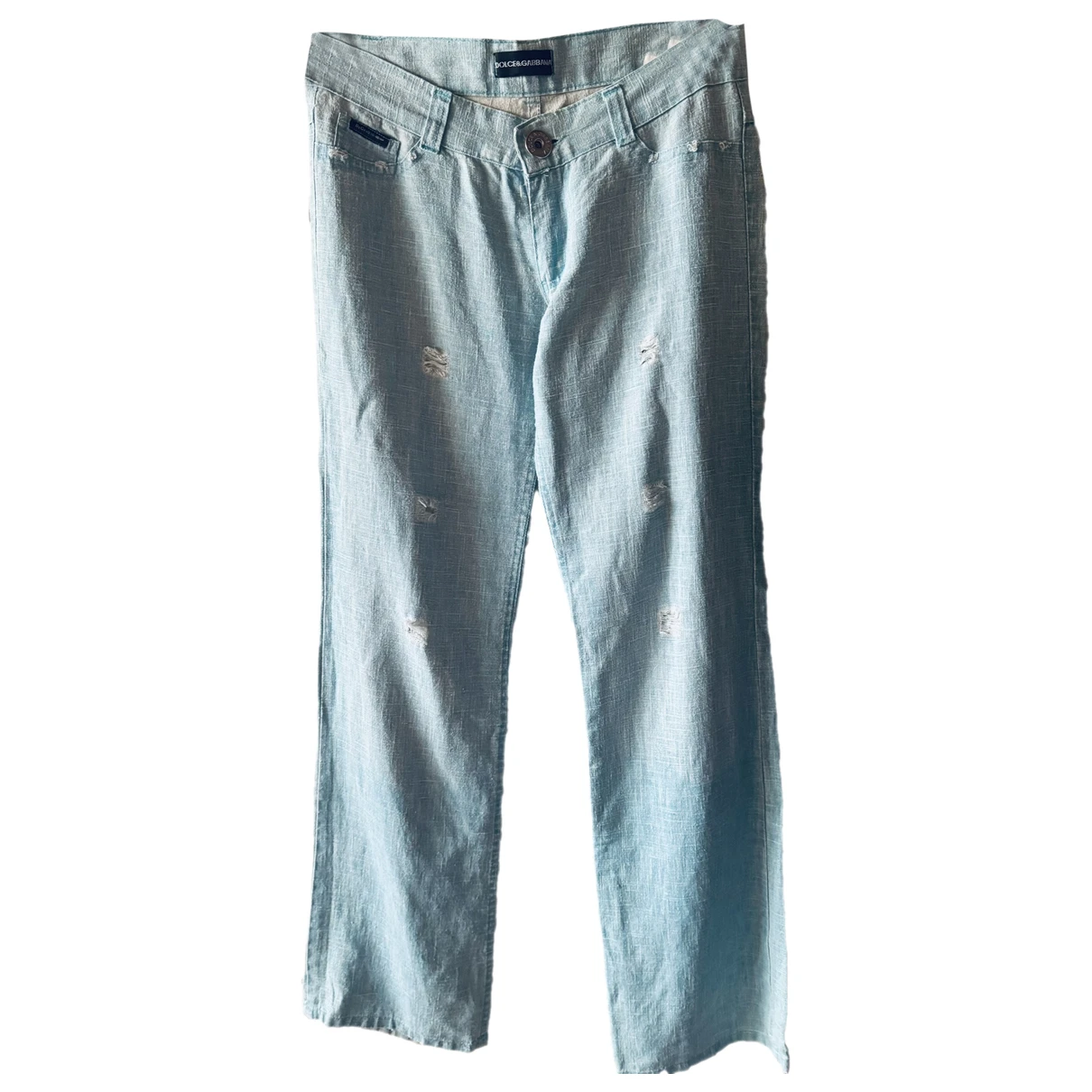 Pre-owned Dolce & Gabbana Straight Pants In Turquoise