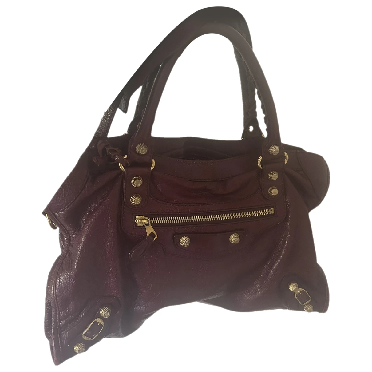 Pre-owned Balenciaga City Leather Handbag In Burgundy