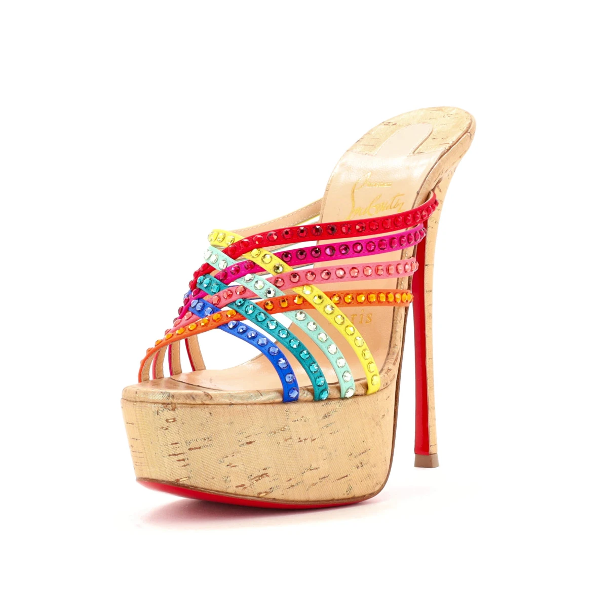 Pre-owned Christian Louboutin Cloth Sandal In Multicolour