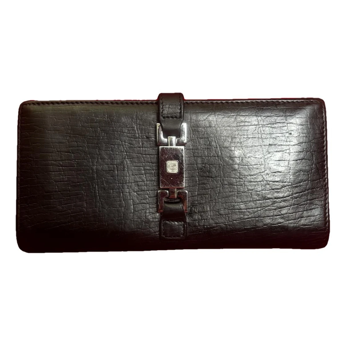 Pre-owned Gucci Jackie Vintage Leather Wallet In Black