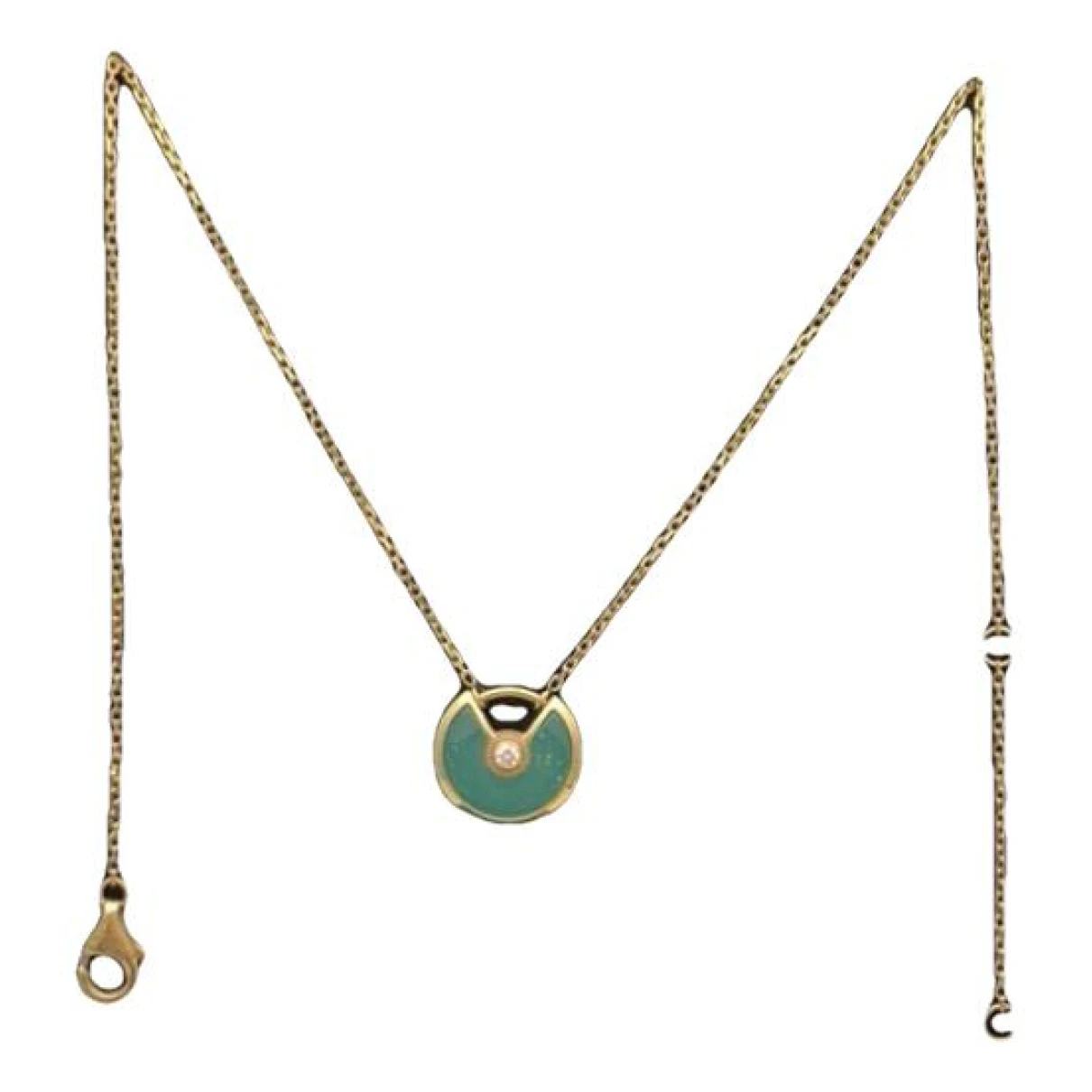 Pre-owned Cartier Amulette Yellow Gold Necklace In Green