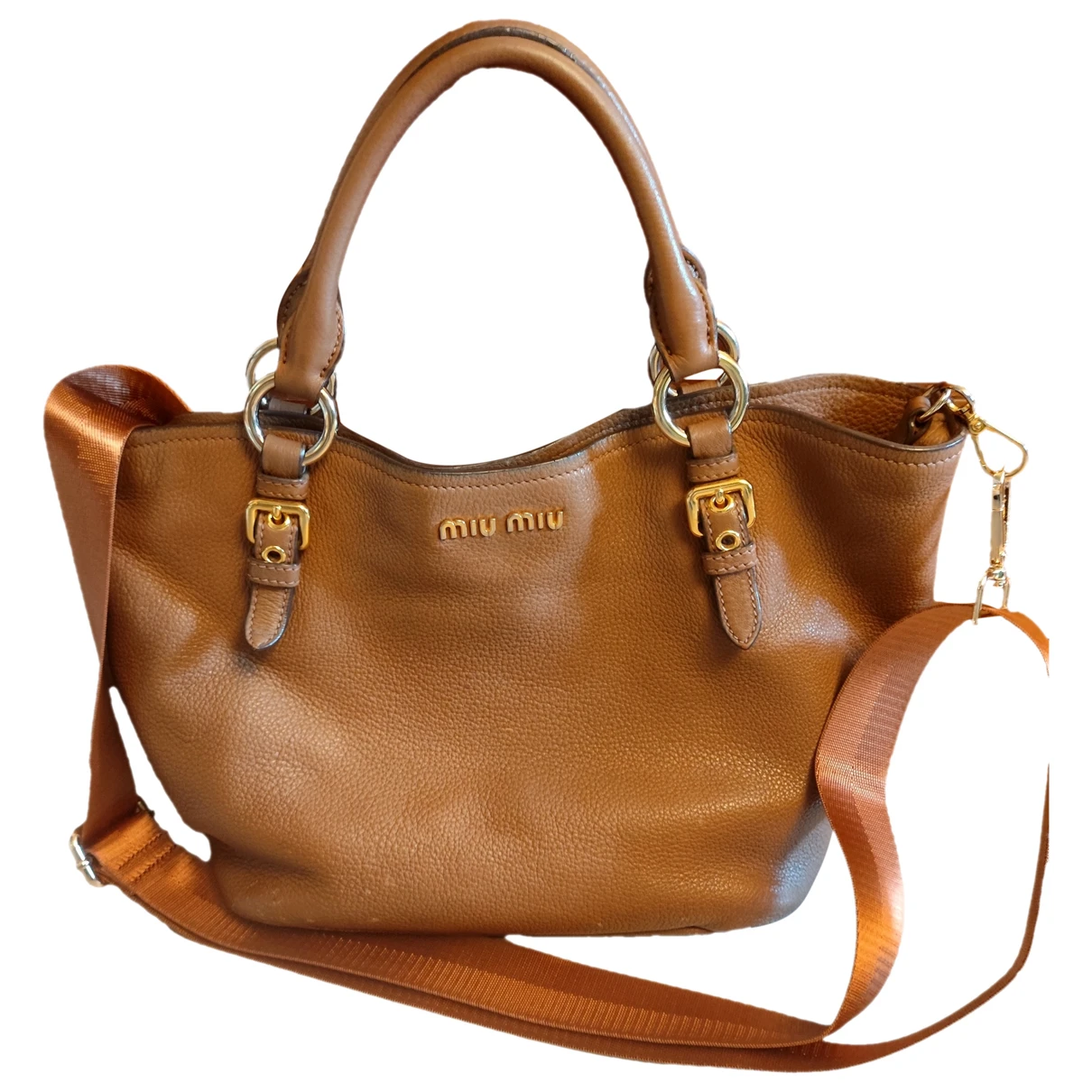 Pre-owned Miu Miu Vitello Leather Crossbody Bag In Brown