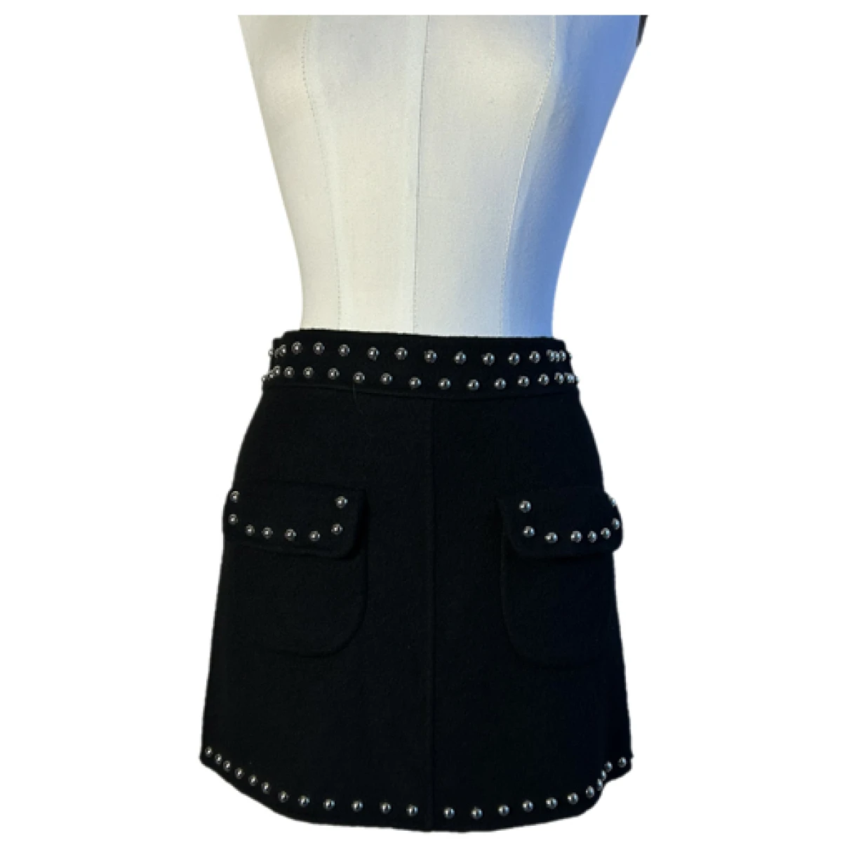 Pre-owned P.a.r.o.s.h Wool Mini Skirt In Black