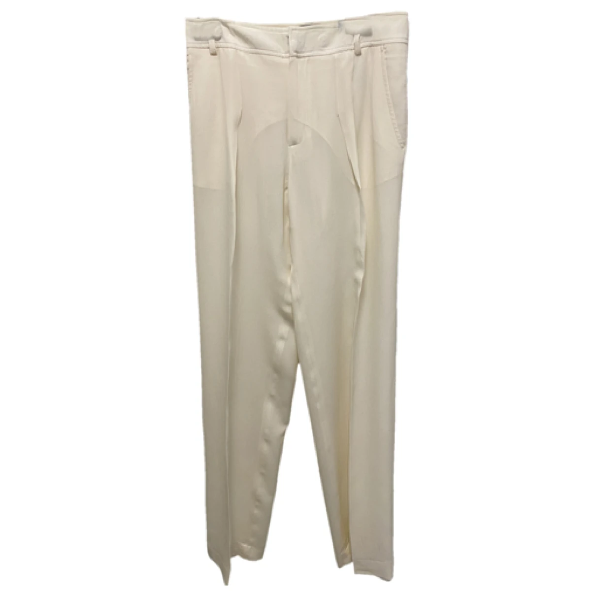 Pre-owned Tom Ford Silk Trousers In White