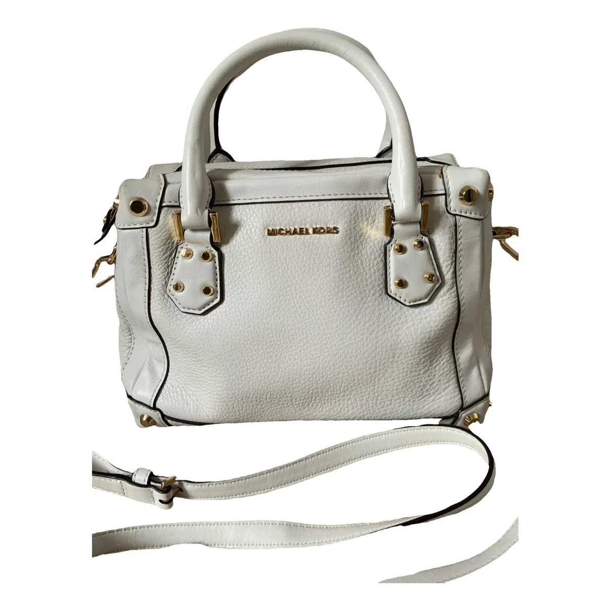 Pre-owned Michael Kors Astrid Leather Crossbody Bag In White