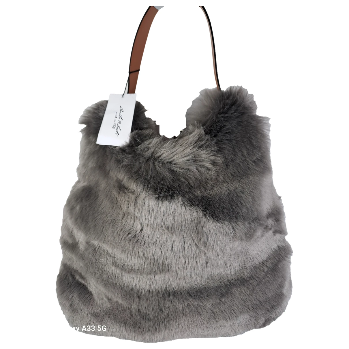Pre-owned Anita Bilardi Faux Fur Handbag In Grey
