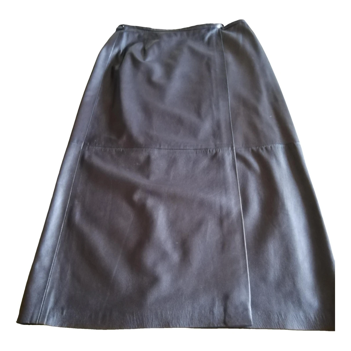 Pre-owned Lorena Antoniazzi Leather Maxi Skirt In Grey