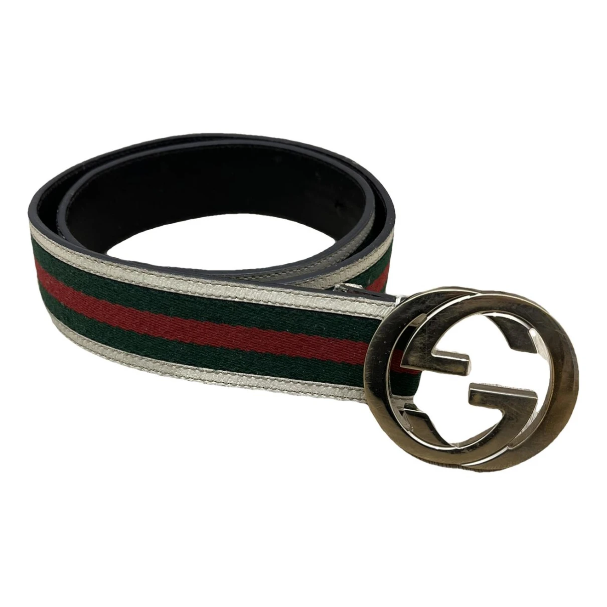 Pre-owned Gucci Interlocking Buckle Leather Belt In Green