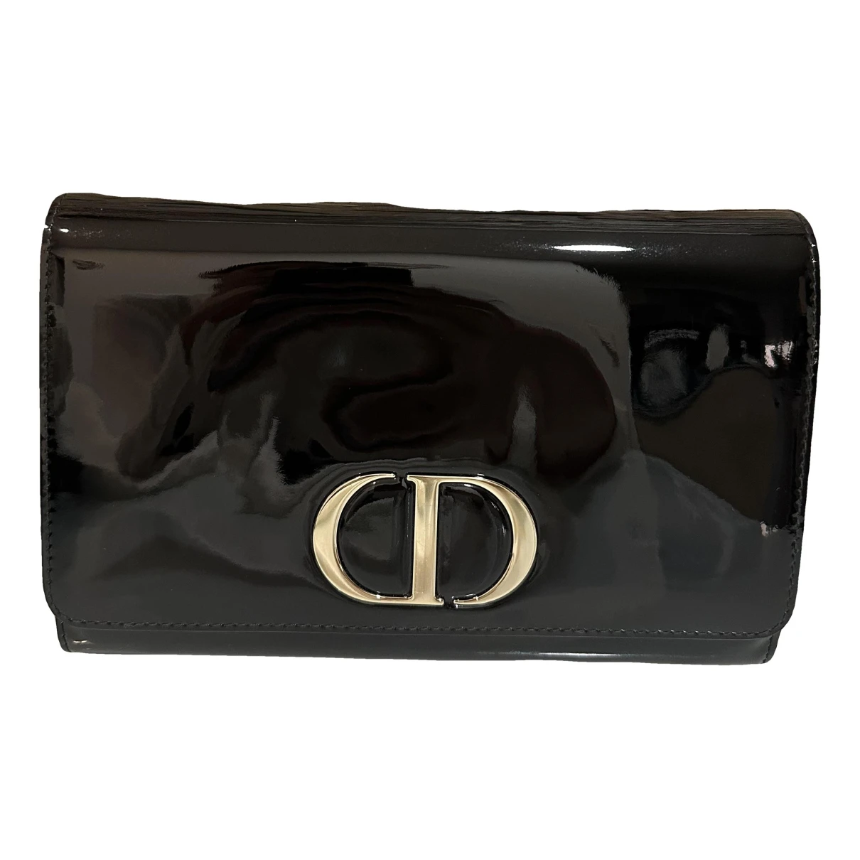 Pre-owned Dior 30 Montaigne Patent Leather Satchel In Black