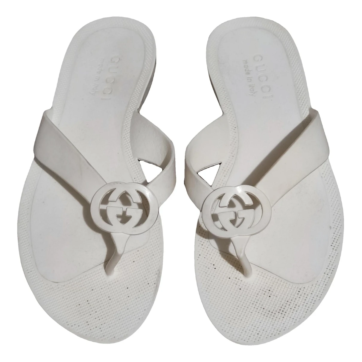 Pre-owned Gucci Double G Flip Flops In White