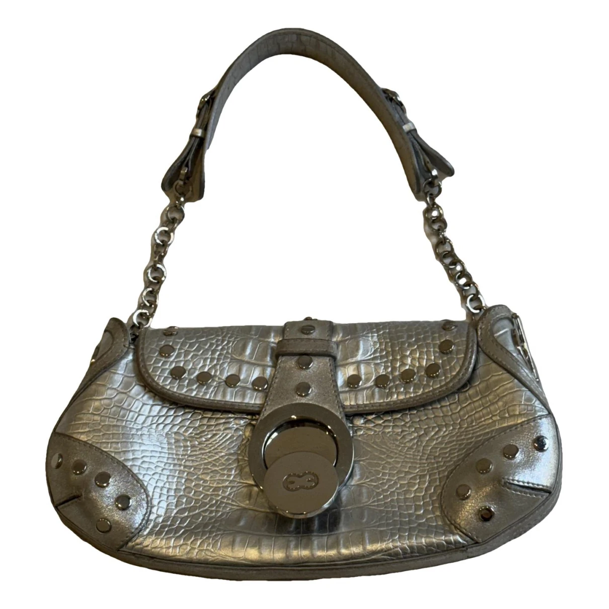 Pre-owned Escada Leather Handbag In Silver