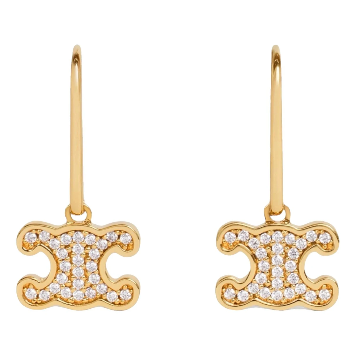 Pre-owned Celine Triomphe Earrings In Gold