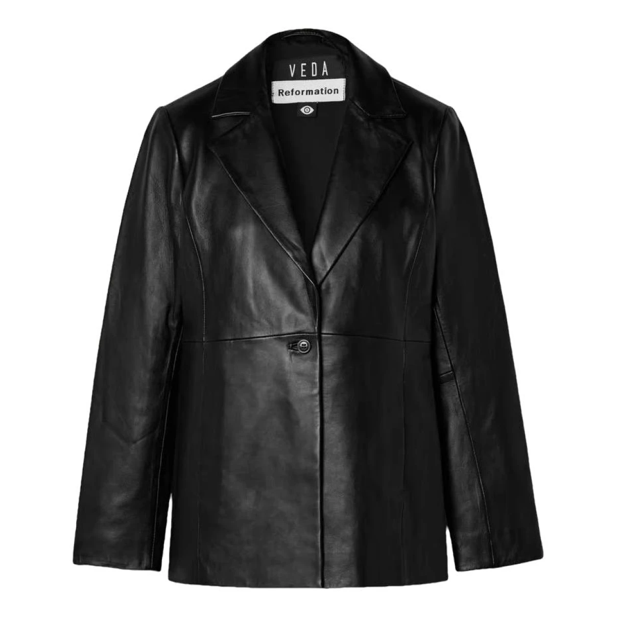 Pre-owned Reformation Leather Blazer In Black