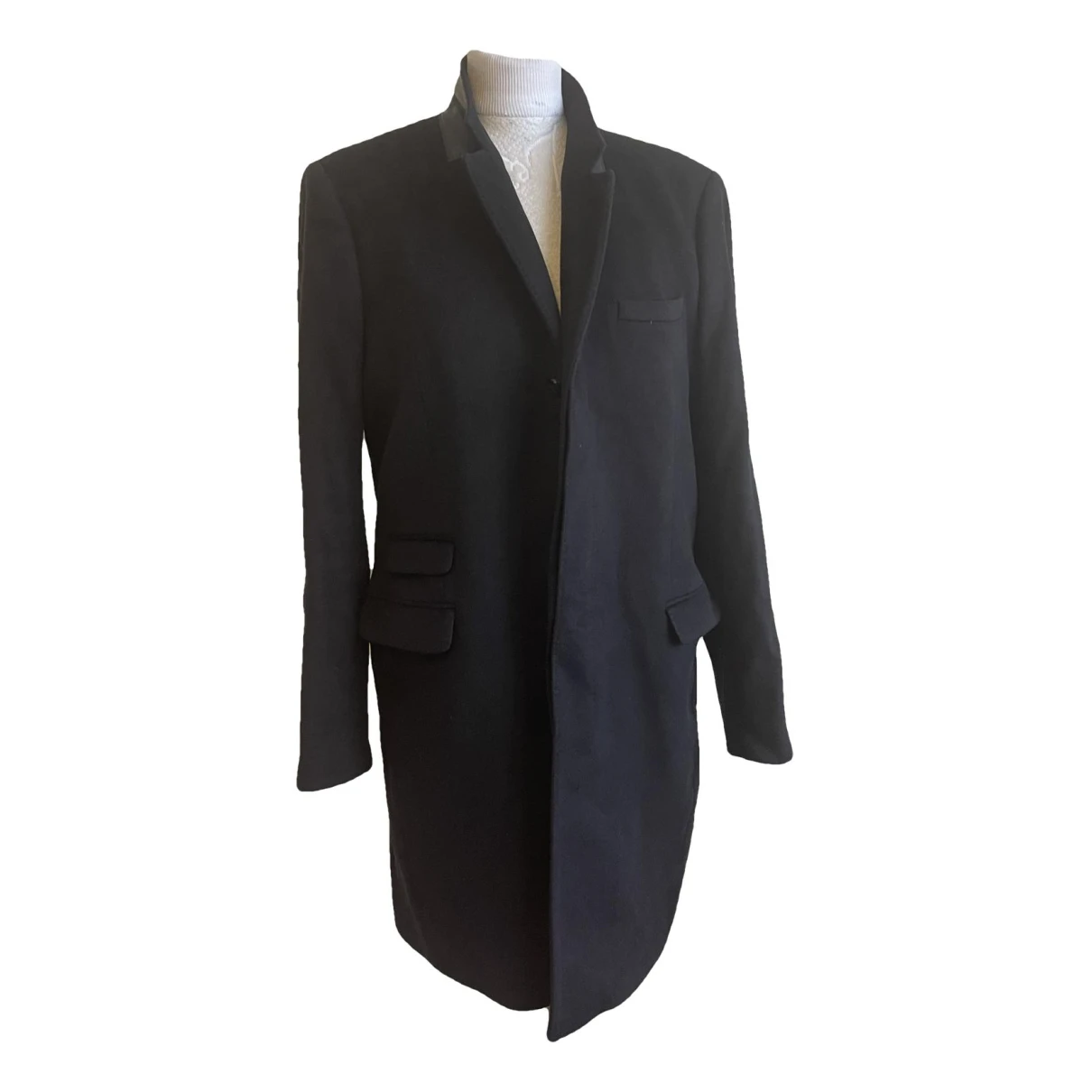 Pre-owned The Kooples Spring Summer 2020 Cashmere Coat In Black