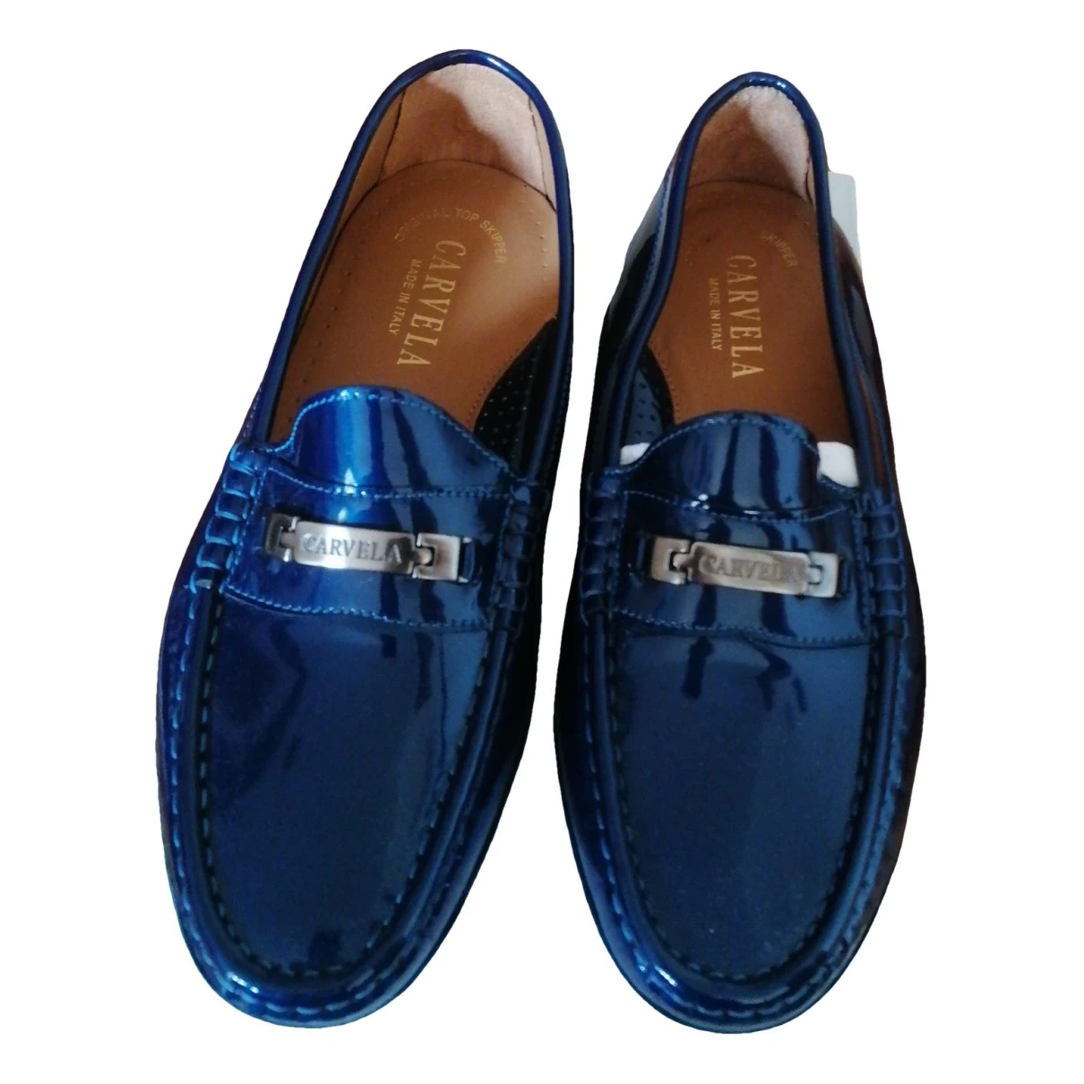 Pre-owned Carvela Leather Flats In Navy