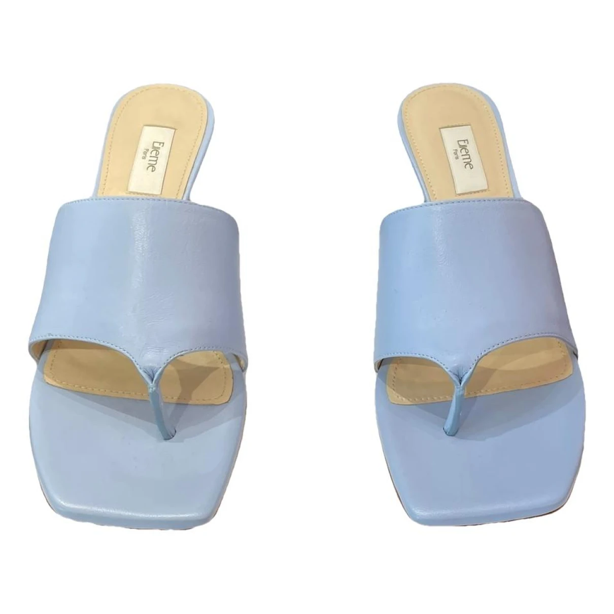 Pre-owned Elleme Leather Flip Flops In Turquoise