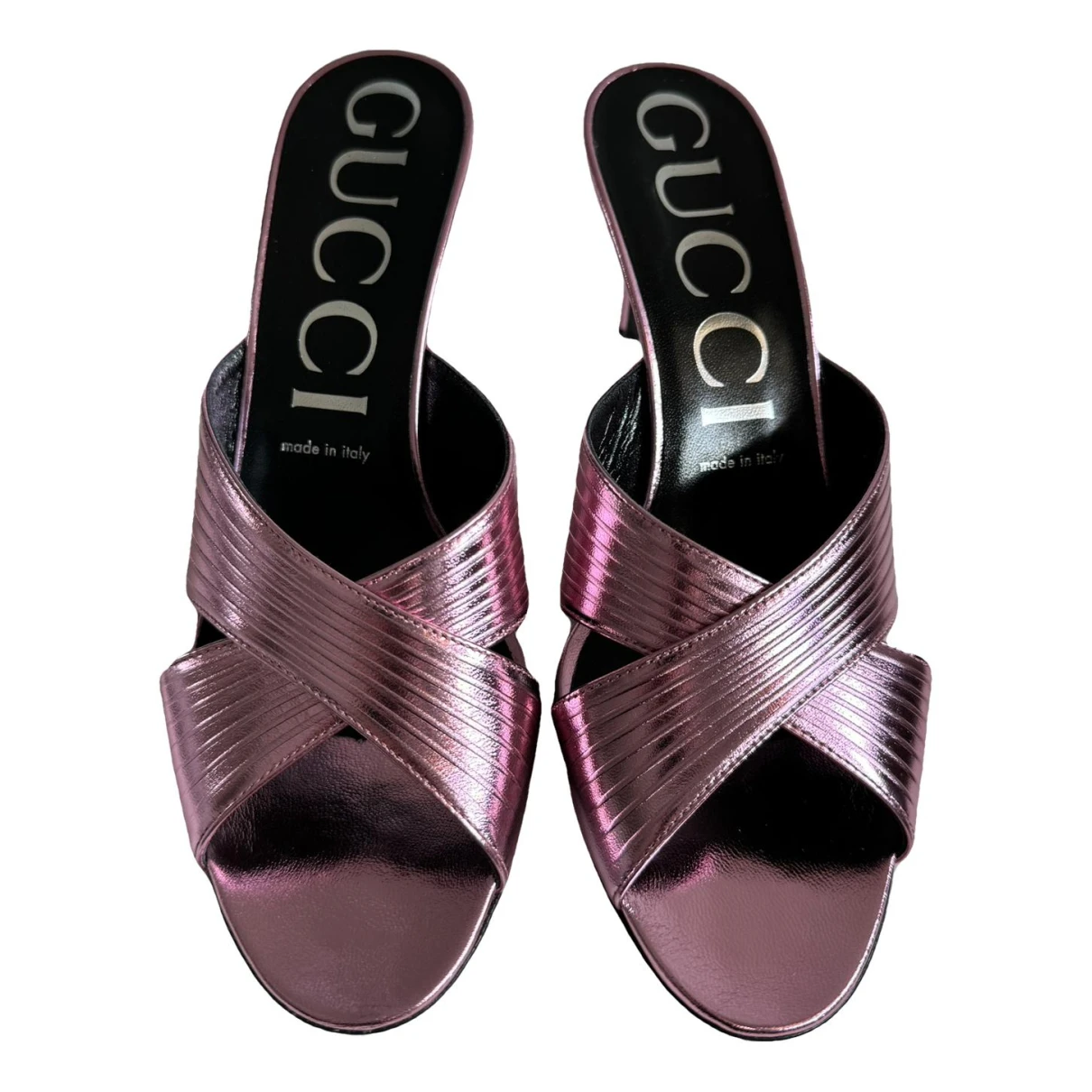 Pre-owned Gucci Leather Mules In Pink