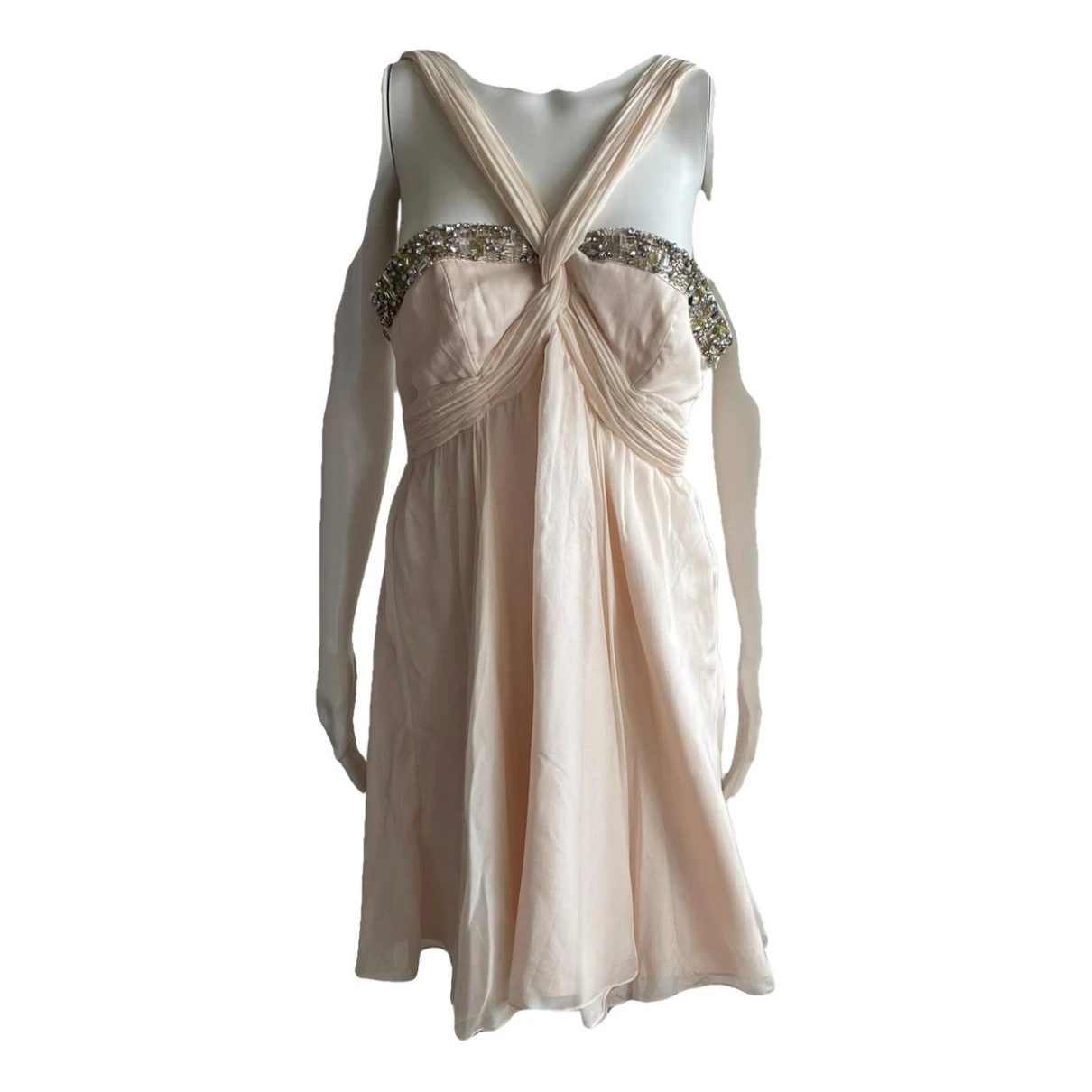 Pre-owned Forever New Silk Mini Dress In Beige