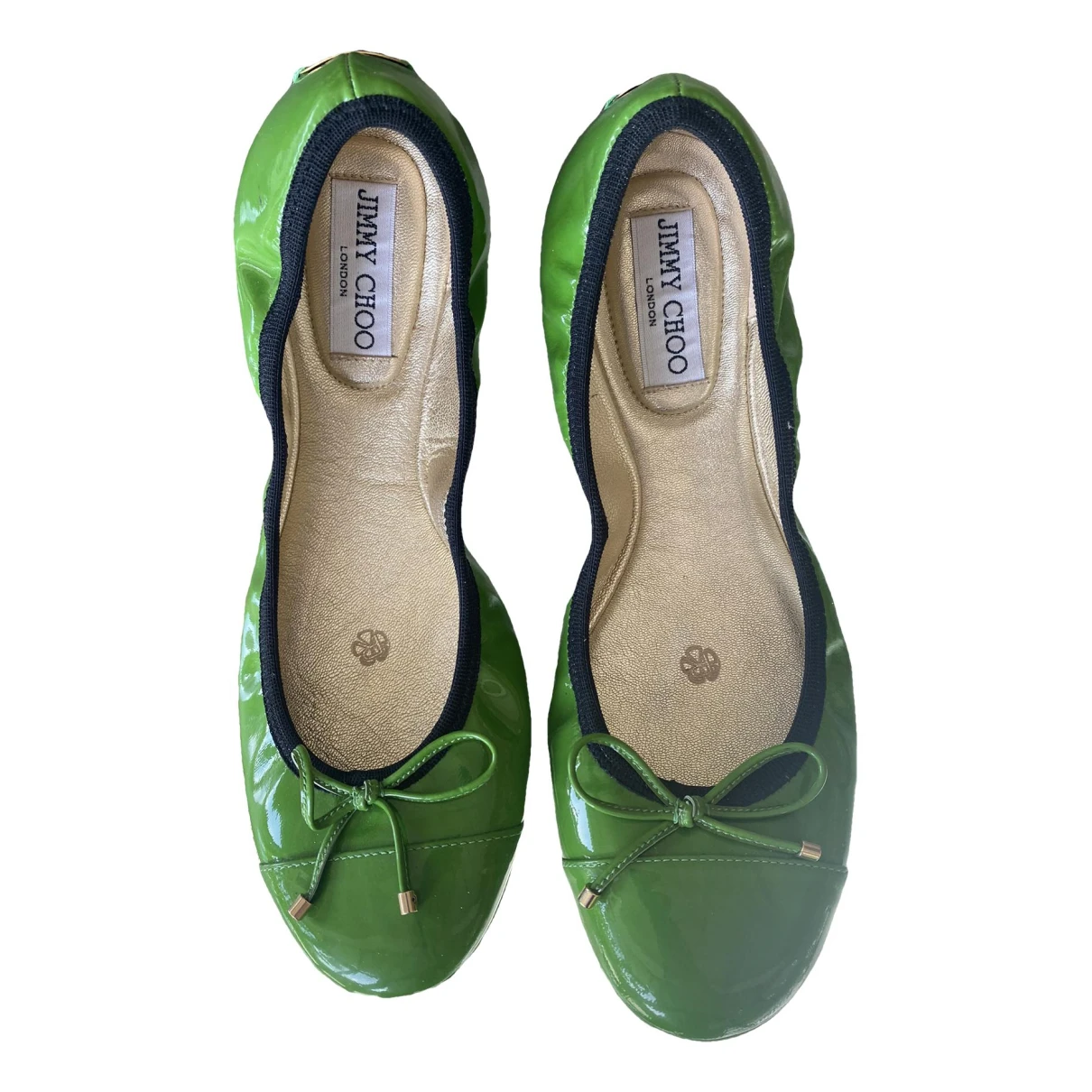 Pre-owned Jimmy Choo Patent Leather Ballet Flats In Green