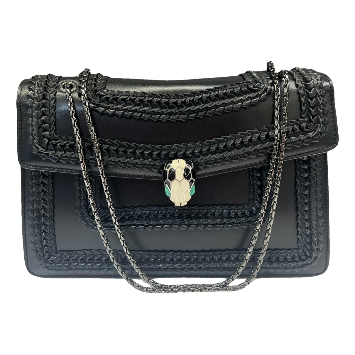 Pre-owned Bvlgari Serpenti Leather Handbag In Black