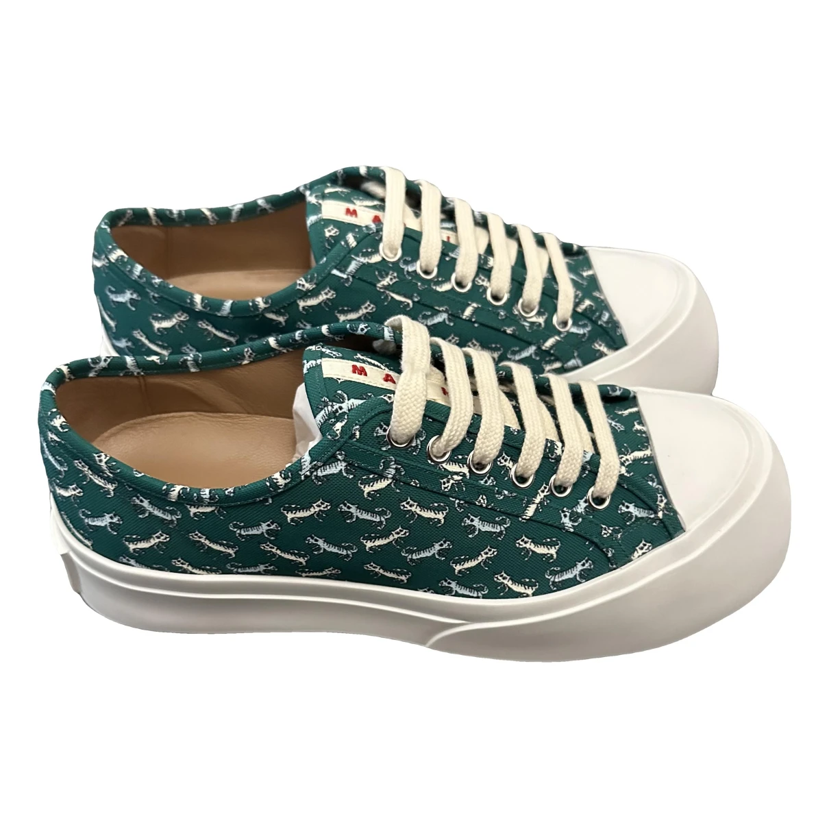 Pre-owned Marni Cloth Low Trainers In Green